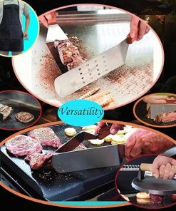 La Cuisine 49 pcs Flat Top Grill Griddle Accessories BBQ Tools, SS Spatulas Fork Knife Meat Press with Non-Slip Heat-Resistant Wood Handle and Most BBQ Essential Tools for Grill Blackstone 2