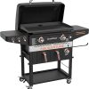 Blackstone 1962 Air Fryer Combo & Two Burners Stainless Steel Gas Hood, Wheels, Two Side Shelf – Heavy Duty Outdoor Griddle Station for Backyard, Patio, 28 inch Black