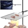 Stromberg Carlson Stake & Grill – Portable Camping Grill Grate for Outdoor Camping, Backpacking, and RV Use, Campfire Cooking Equipment for Fire Pit Cooking, Silver, 15"x22" w/ 36" Long Stake