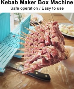 49-Hole Skewer Maker, Vegetables Barbecue Accessories Kebab Maker, Barbecue BBQ Skewer Making Tool for Kitchen, Barbecue Stringer Box Machine 2