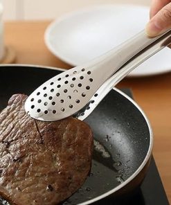 Cooking Tongs Stainless Steel Kitchen Clips Heat Resistant Hollow Barbecue Clips Food Clips Kitchen Tool Accessories Tongs(14 inch) 2