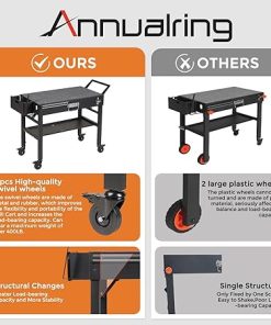Portable Outdoor Grill Cart, Folding Grill Table with Wheels,Solid and Stable,31″x 17″ Large Space Grill Stand for The Blackstone Griddle Stand 17″/ 22″,Ninja Woodfire Grill etc 2