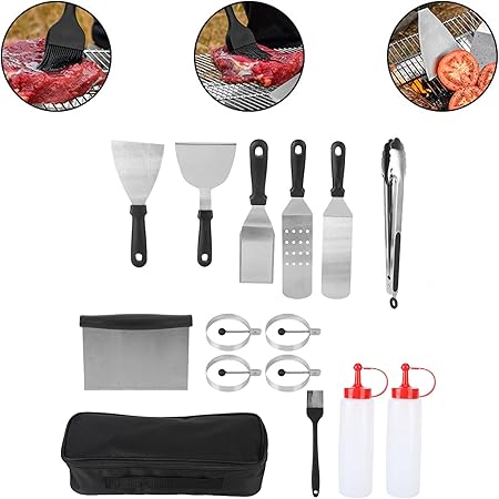Stainless Steel BBQ Tool Set NonStick Griddle Accessories Barbecue Grilling Kit for Outdoor Cooking Home Chefs Professional Cooks 14 Piece Set 2 Stainless Steel BBQ Tool Set NonStick Griddle Accessories Barbecue Grilling Kit for Outdoor Cooking Home Chefs Professional Cooks 14 Piece Set - Image 2