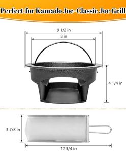 Vankey Cast Iron Ash Can with Slid Out Ash Drawer – Fit for Kamado Joe Classic Joe Charcoal Grill 2