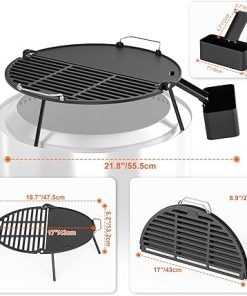 Onlyfire Cast Iron Griddle for Solo Stove Bonfire 19.5″ Fire Pit, Foldable Cooking Grates Griddle Combo for Backyard and Outdoor Campfire BBQ 2