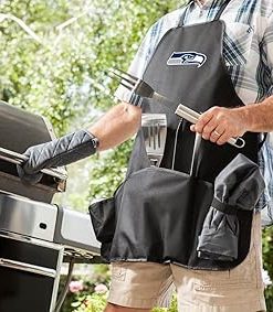 Picnic TIME BBQ Apron Tote Pro Grill Set, (Black with Gray Accents) 2
