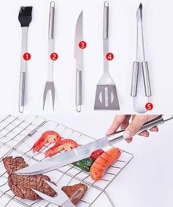 SEFAX Portable Grilling Utensil Kit, 5 PCS Barbecue Tool Set with Storage Bag – BBQ Tools Set, Grill Accessories for Travel, Picnics, RVs, Camping, BBQs, Parties 2