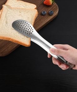 Cooking Tongs Stainless Steel Kitchen Clips Hollow Barbecue Clips Food Tongs Kitchen Tool Accessories Tongs(Silver) 2