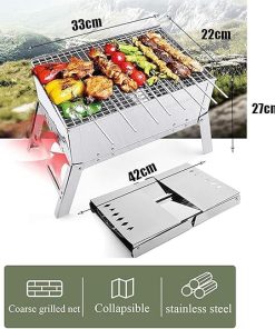 BBQ Grill Tools Set, Stainless Steel Accessories with Fire Pit & Storage Case, Portable Grilling Utensils for Outdoor Camping, Barbecue 2