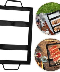 2pcs Iron Enamel Salt Plate Rack BBQ Tool for Outdoor Grilling Kitchen and Restaurant Use for Salt Block Holding Heavy-Duty and Design 2