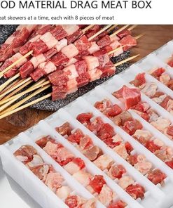 10 Holes Stainless Steel Meat Skewer Machine, BBQ Grill Shish Kebab Maker, with 100 Sticks, Extended Handle, Dual Pressure Bearings, for Commercial Restaurants Outdoor Picnic 2