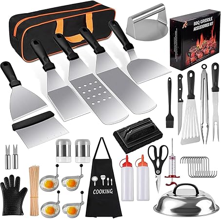 139 Pcs Griddle Accessories Kit for Blackstone Griddles – Upgraded Flat Top Grill Accessories with Enlarged Spatulas, Melting Dome, Scraper BBQ, Perfect for Outdoor Grilling, Camping, Father’s Day 139 Pcs Griddle Accessories Kit for Blackstone Griddles - Upgraded Flat Top Grill Accessories with Enlarged Spatulas, Melting Dome, Scraper BBQ, Perfect for Outdoor Grilling, Camping, Father’s Day