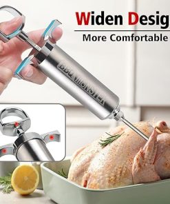 BBQ Monster Meat Injector Syringe Kit with 4 Professional Marinade Injector Needles and Travel Case for BBQ Grill Smoker, Turkey, Brisket; 2-oz Capacity; Paper User Manual and E-Book (PDF) 2