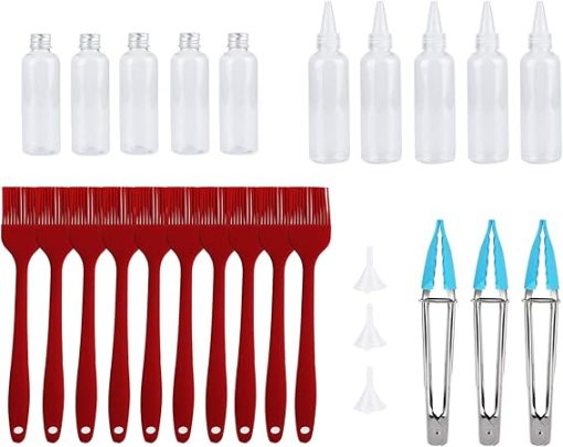 Portable BBQ Tools Set, Aluminium Grill Accessories Kit with Brush Clip Cap Pot Tip Spout Pot Funnel, Outstanding for Barbecue Lovers, Indoor Kitchen and Camping Outdoors