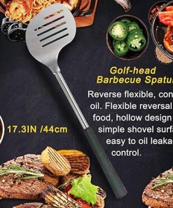POLIGO Safe Grill Brush and Scraper Bundle with 7PCS Golf-Club Style Grill Accessories Set with Rubber Handle for Outdoor Grill – Premium BBQ Set Ideal Christmas Birthday Gifts for Men Dad 2