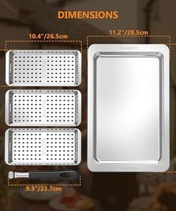 Onlyfire Grill Basket Set, 5PCS Stainless Steel Grill Pan – Include 3 Grilling Baskets, a Serving Tray and Removable Handle, Great for Grilling Fish, Meat, Veggies 2