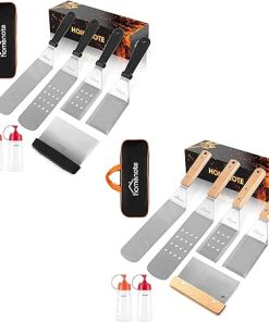 homenote Griddle Accessories Kit, 7-Pieces Exclusive Griddle Tools Long/Short Spatulas Set - Commercial Grade Flat Top Grill Cooking Kit - Great for Outdoor BBQ, Teppanyaki and Camping