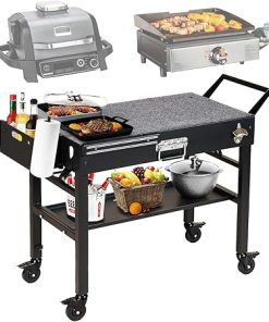 Portable Outdoor Grill Cart, Folding Grill Table with Wheels,Solid and Stable,31"x 17" Large Space Grill Stand for The Blackstone Griddle Stand 17"/ 22",Ninja Woodfire Grill etc