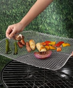 20pcs Grill Topper Rectangular Grill BBQ Disposable Grill Toppers Aluminum BBQ Mesh Grill Mat Grill Tray Broiler Pans Non Stick Baking Tools Outdoor BBQ Accessories for Baking Cooking Grilling 2