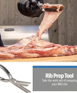 Rib Membrane Remover Stainless Steel Tool Kit – Rib Prep Tool Membrane Remover with Ergonomic Handle – BBQ Rib Skinner – Dishwasher Safe BBQ Accessories (4pcs) 2