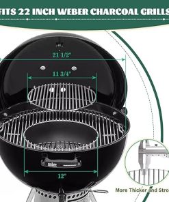 KAMaster Stainless Steel Hinged Cooking Grate with Lifter for Weber 22in Charcoal Kettle Grill 2