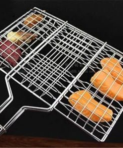 Barbecue mesh Clip,34 X 21Cm Outdoor Stainless Steel Barbecue Mesh Clip Supplies Accessories Grilled Clamp Grilled Fish Grilled Mesh Sandwich Burger 2