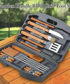BBQ Tool Set 18 Piece Stainless Steel Wooden Handle BBQ Tools for Christmas Birthday Presents for Men Dad Women 2