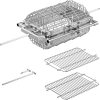 Merax Outdoor Grill Cart with Storage, Patio Kitchen Island Outdoor Grill Table with Lockable Wheels, BBQ Cart Movable Pizza Oven Table Stand with Foldable Tabletop, Blue+Grey 4