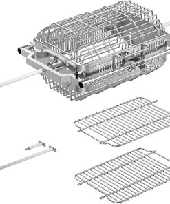 AJinTeby Turkey Basket, Rotisserie Basket Kit for Kamado Joe JoeTisserie KJ155172022 Grill, Flat Basket, Tumbler Basket and Quick Connect Rod for Kamado Classic Joe, Fits Big Joe Grill/Smokers etc