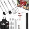 Griddle Accessories Kit Heavy Duty Grill Set for Outdoor Camping,Grilling Gifts for Men,Flat Top Grill Accessories with Spatula,Fork,Brush,Thermometer,Apron 26PCS