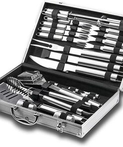 Stainless Steel Grill Tools Set, Heavy Duty BBQ Accessories Tool Set, Outdoor Camping Cooking Grilling Utensils Tools Set with Storage Box, for Home, Camping, Traveling