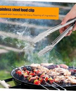 Outdoor Grilling Set BBQ Griddle Plate Tongs Stainless Steel Cooking Trays for Outdoor Cooking Serving 2