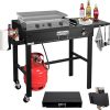 EDOSTORY Outdoor Grill Cart Pizza Oven Stand, Three-Shelf Stainless Steel Food Prep Table Patio BBQ Grill Table Bar Cart Kitchen Island with Wheels 4