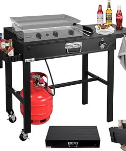 Portable Outdoor Grill Table, Folding Griddle Stand Cart BBQ Cart Solid and Sturdy for Camping Movable Kitchen Cooking Cart With Wheels Apply to Blackstone Griddle Weber Grill Ninja Woodfire