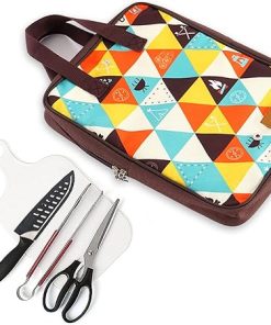SEFAX Camping Kitchen Utensil Set, 5pcs Grill Accessories, BBQ Tools Set with Storage Bag, Portable Grilling Utensil Kit, Suitable for Travel, Picnics, RVs, Camping, BBQs, Parties (Color : B)