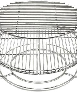 S28 3 Tier 5 Piece 304 Stainless Steel Grill Stack Rack Replacement Kit for Big Green Egg Large, Rack for Eggspander 5 Piece Kit Conveggtor Basket