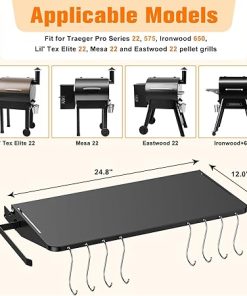 Folding Shelf for Traeger Pellet Grills, BAC362 Pellet Front Shelf with Hooks and Paper Towel Holder for Traeger Pro 22, Pro 575, Eastwood 22, Ironwood 650 and Century 22 Series Pellet Grill 2