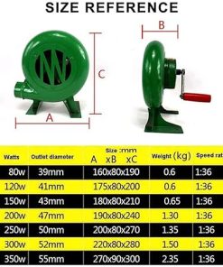Hand Crank Blacksmith Forge Blower – Manual Iron Gear BBQ Blower, Portable Iron Gear Popcorn Fan, Heavy Duty BBQ Blower with Hand Crank Tool, for Camping/Outdoor Cooking Barbecue Accessories ( Color : 2