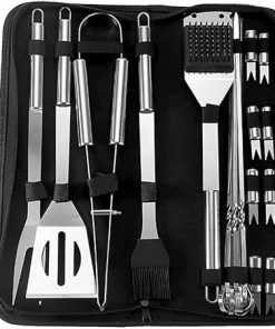 20Pcs Grill Accessories Tools, Stainless Steel Grilling Tools, BBQ Accessories Tool Set with Storage Bag, Grilling Utensils Tools Set for Gourmets, Barbecue Fans, Cooks and Camping Lovers