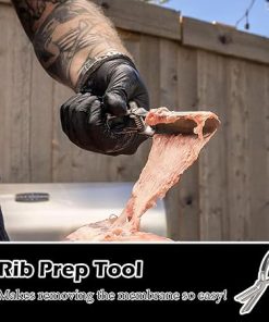 Rib Prep Tool, Stainless Steel Rib Membrane Removal Tool, Ergonomic Design for Easy Membrane Removal, Dishwasher Safe BBQ Accessories(3pcs) 2