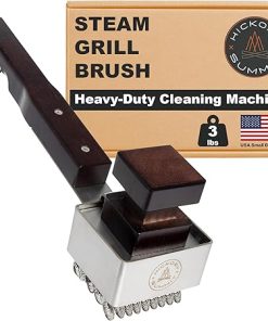Steam Grill Brush Bristle-Free – Stainless Steel, No-Wire BBQ Grill Brush - Steams Ice as it Cleans Grates – 3 Lb., Heavy-Duty Cleaning Machine by Hickory Summit