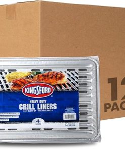 Kingsford Heavy Duty Aluminum Grill Liners | Heavy Duty Grill Liners | Disposable Grilling Liners Prevent Food from Falling Through Grill Grates, 48 Count,Silver
