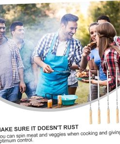 6Pcs Roasting Sticks with Wooden Handles Bbq Skewers for Outdoor Camping for Grilling Meat and Vegetables Durable and Heat Resistant Bbq Tools 2