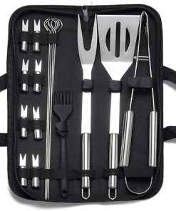 16PCS Heavy Duty BBQ Tools Gift Set, Stainless Steel Grilling with Storage Bag, Accessories for Home, Camping & Traveling