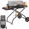 QuliMetal Portable Grill Cart for 17" & 22" Blackstone Griddles and Weber Q1000, Q1200, Q2000, Q2200 Series Grills - Durable, Foldable Cart Table with Wheels Hooks，BBQ Prep Table with Seasoning Tray