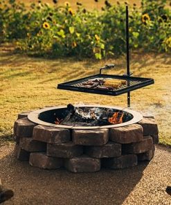 TITAN GREAT OUTDOORS Ash & Ember Adjustable Swivel Grill, Steel Mesh Wire Cooking Grate with Spike Pole, Open Fire Portable BBQ Camping Gear 2