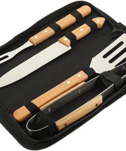 GALPADA Grill Kit BBQ Tool Set Portable Grill Tools 4-Piece Stainless Steel Compact Multi-Functional for Outdoor Camping