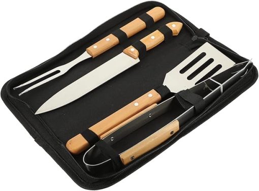 GALPADA Grill Kit BBQ Tool Set Portable Grill Tools 4-Piece Stainless Steel Compact Multi-Functional for Outdoor Camping