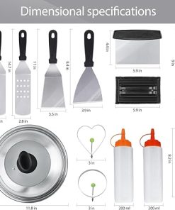 FJNATINH Griddle Accessories Kit, 14 pcs Griddle Accessories for Blackstone and Camp Chef, Flat Top Grill Accessories Include Stainless Steel Grill Spatula Set with Enlarged Spatulas for Outdoor BBQ 2