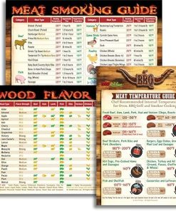 Ultimate BBQ Gifts Set: Must-Have Best Meat Smoking Guide with 47 Meat Types + Wood Flavor Guide + Temperature Chart Outdoor Magnets Smoker Grilling Pellet Accessories Great for Birthday Holidays